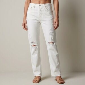 Levis 501‎ Original Womens White Distressed High Rise Straight  Jeans 28x32 NWT